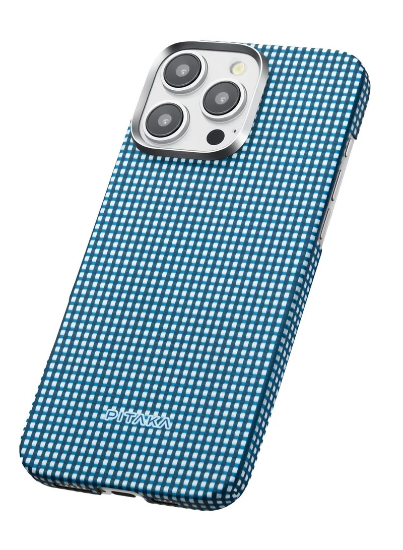 PITAKA iPhone 16 Pro Max Ultra Slim Case / MagSafe Compatible / 3D Grip Textured / Raised Camera Lip / Drop and Damage Protection - Ocean Blue